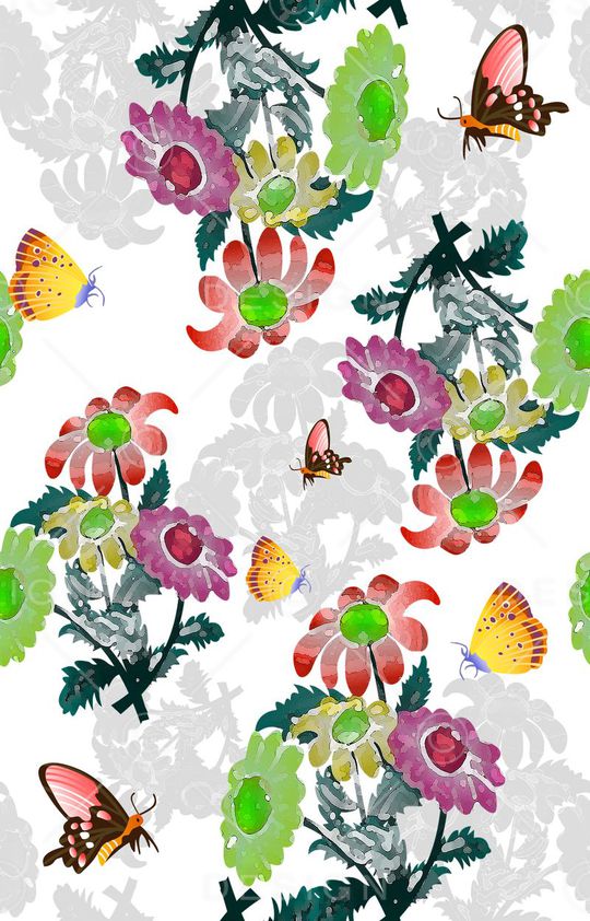 鸟昆虫图案印花华亿平台图片