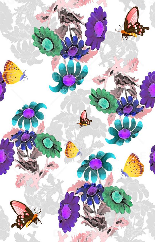 鸟昆虫图案印花华亿平台图片