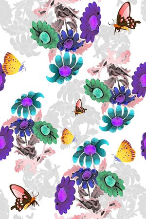 鸟昆虫图案印花华亿平台图片