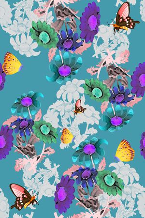 鸟昆虫图案印花华亿平台图片