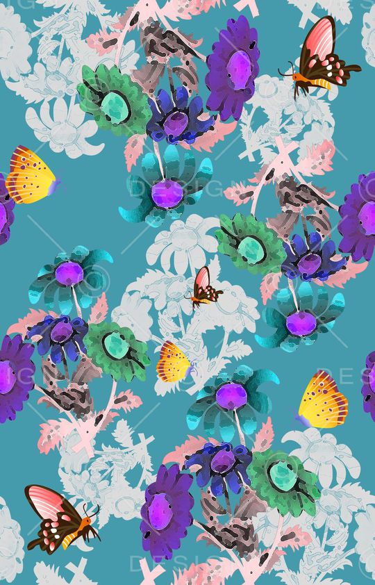 鸟昆虫图案印花华亿平台图片