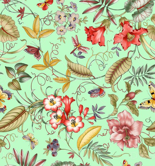 抽象几何清爽梦幻艺术平底立体手绘满版最新高清数码蕾丝民族中国风绣花珠宝肌理时尚潮

流大牌复古欧美风女装衬衫印花华亿平台图片