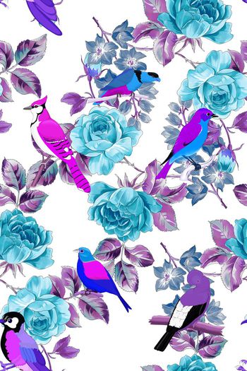 595575-花鸟牡丹花卉花朵麻雀