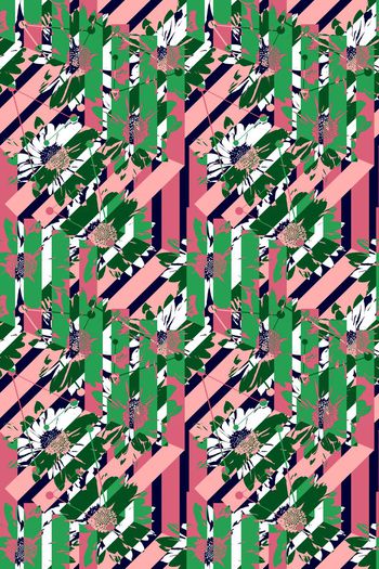 595677-春天栏格花卉    