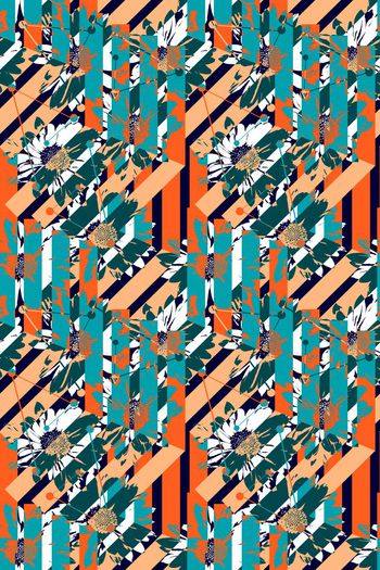 595678-春天栏格花卉    