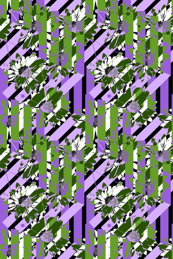 595679-春天栏格花卉    