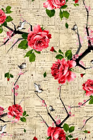 花鸟印花华亿平台图片