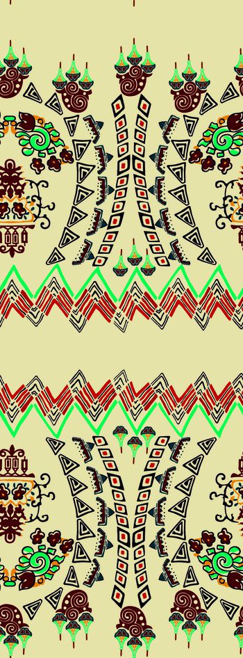 595746-民族花纹 杏黄