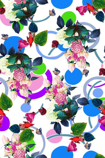 595752-花鸟植物绘画复古蝴蝶