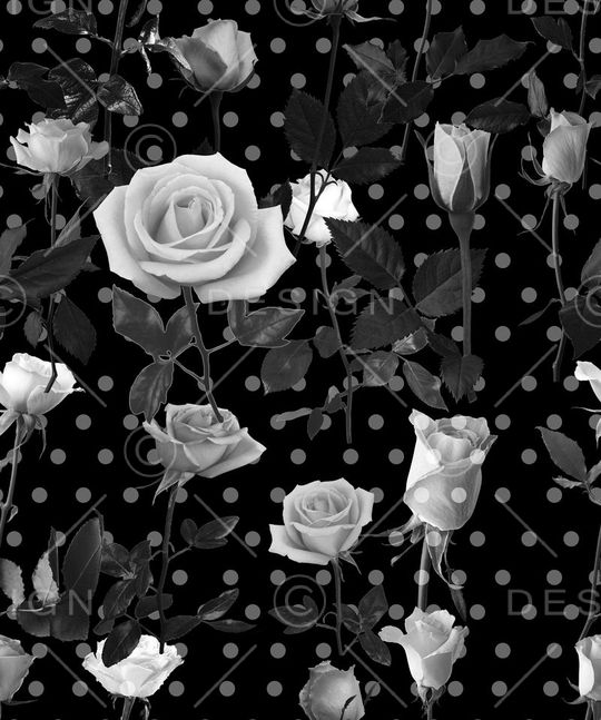 暗黑波点玫瑰印花华亿平台图片