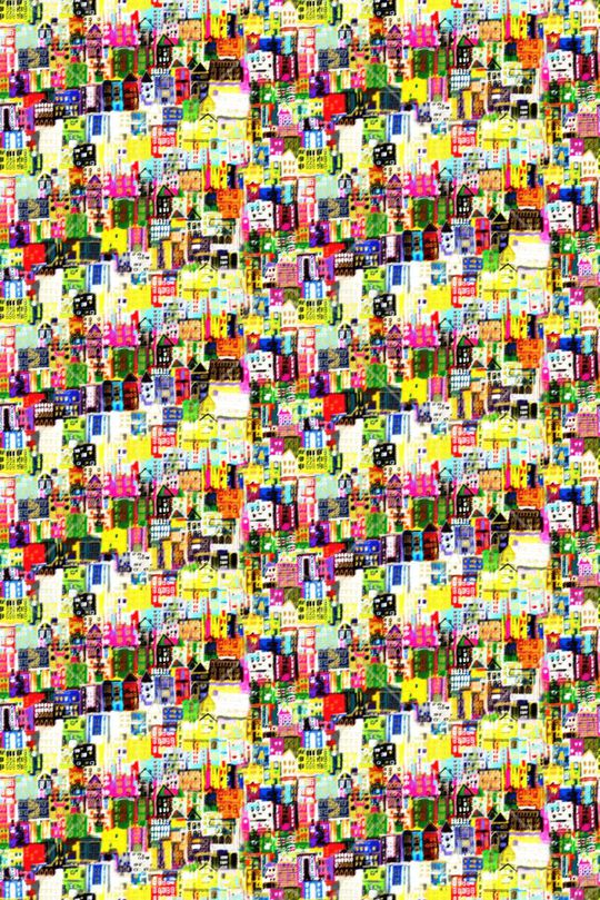 手绘房子印花华亿平台图片