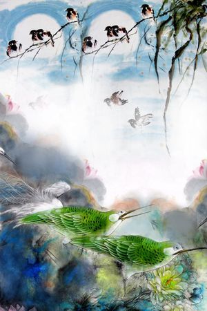 水墨印花华亿平台图片