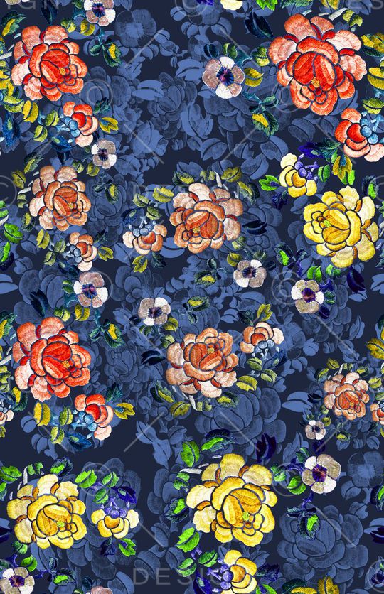 风格花卉印花华亿平台图片