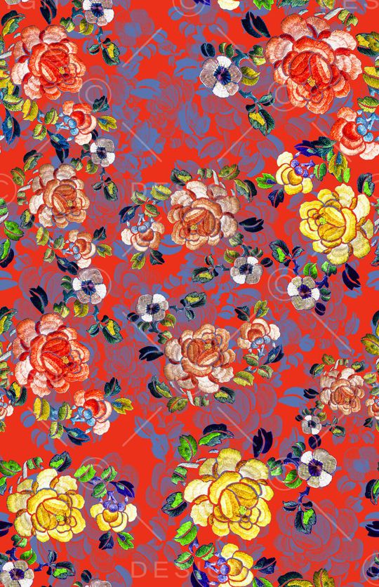 风格花卉印花华亿平台图片