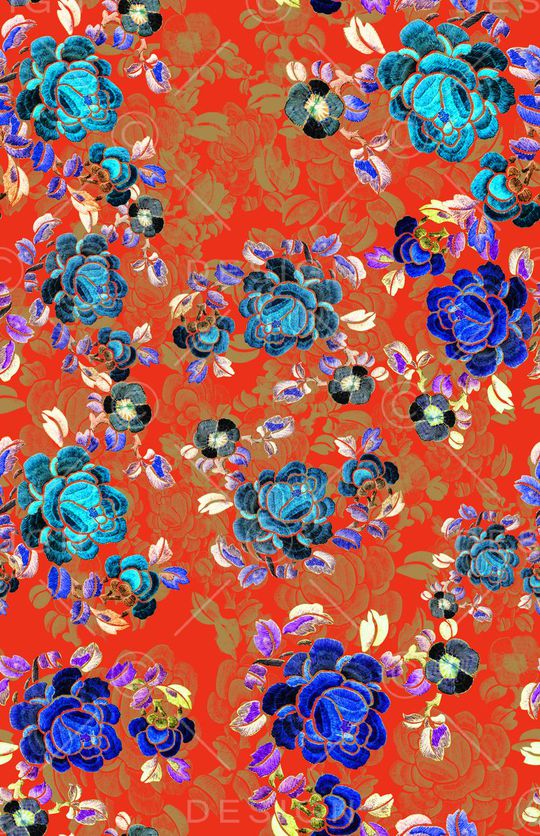 风格花卉印花华亿平台图片