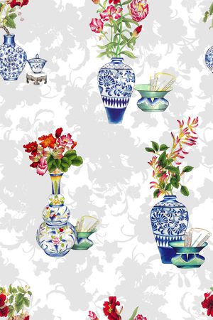 工笔画印花华亿平台图片