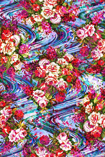 596316-艳丽抽象绣花乱花印花