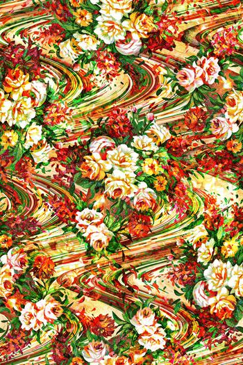 596317-艳丽抽象绣花乱花印花