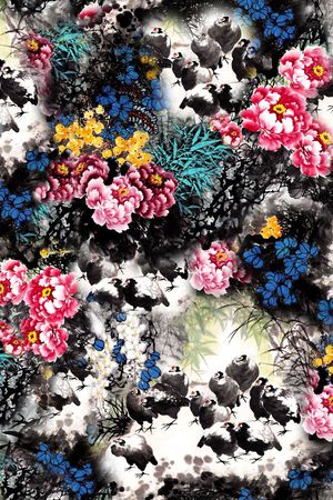 花鸟印花华亿平台图片