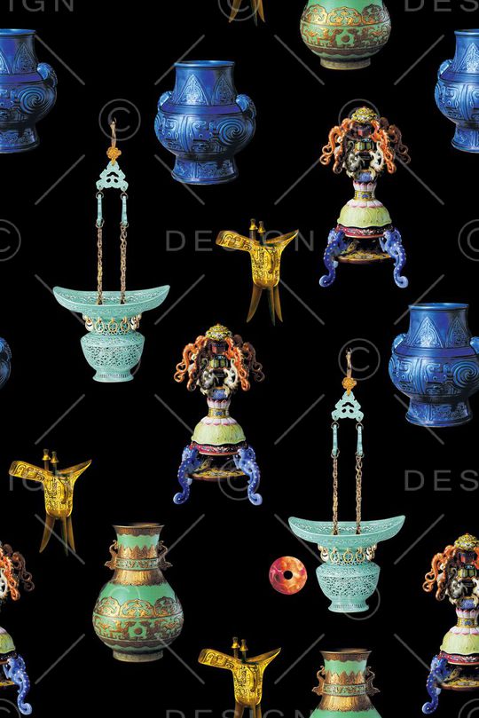 青花瓷印花华亿平台图片