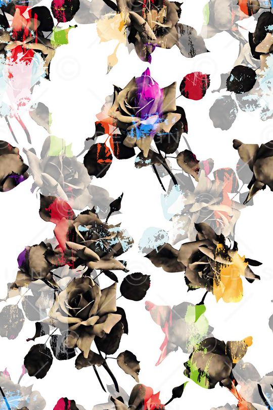 抽象几何清爽梦幻艺术平底立体手绘满版最新高清数码蕾丝民族中国风绣花珠宝肌理时尚潮

流大牌复古欧美风女装裙印花华亿平台图片