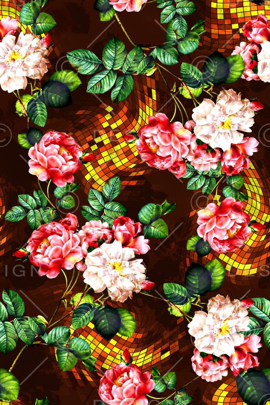 抽象几何清爽梦幻艺术平底立体手绘满版最新高清数码蕾丝民族中国风绣花珠宝肌理时尚潮

流大牌复古欧美风女装裙印花华亿平台图片