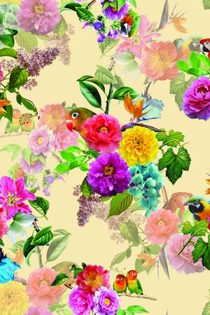 花鸟印花华亿平台图片