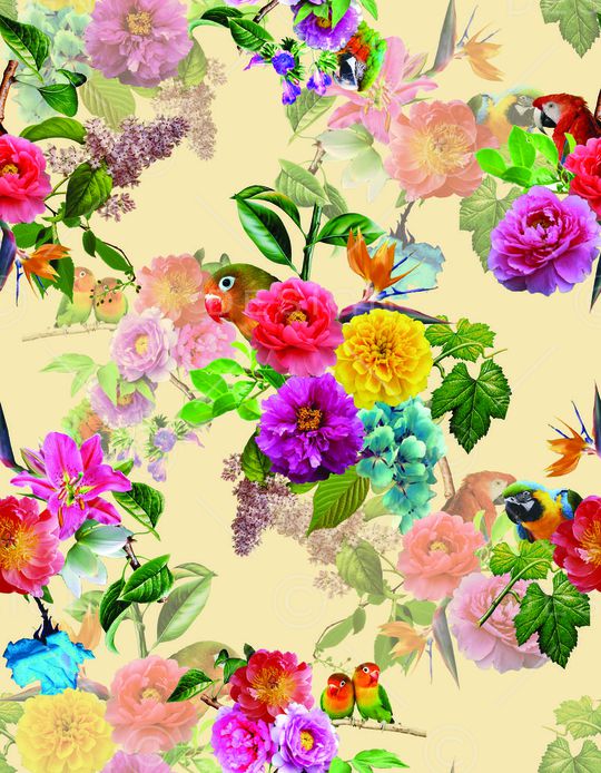 花鸟印花华亿平台图片