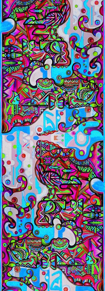 596783-油画抽象脸谱丝巾