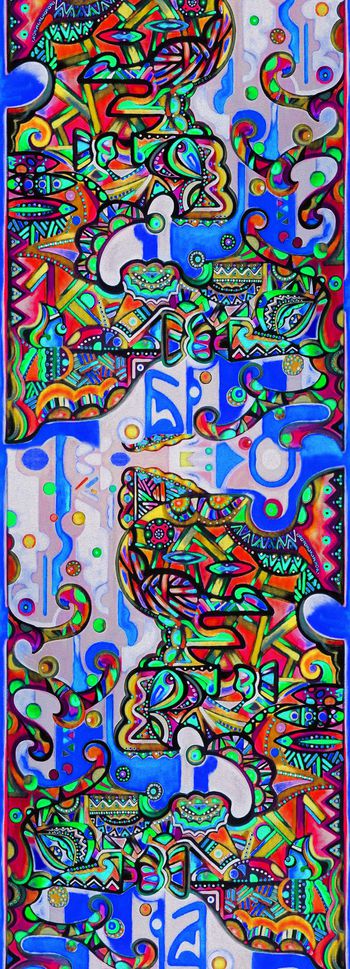 596784-油画抽象脸谱丝巾