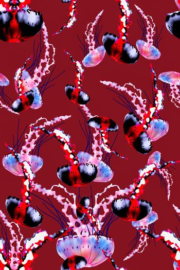 596970-手绘创意水彩水母组合