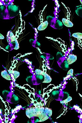 596971-手绘创意水彩水母组合