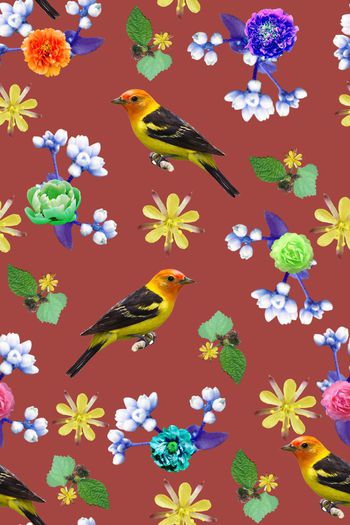 597094-春-花鸟 裙子