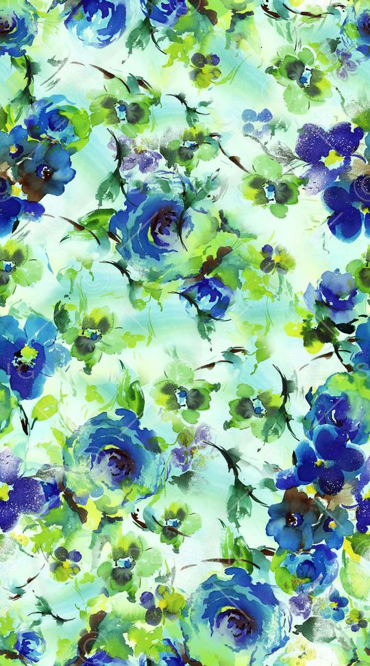 朦胧水彩花卉印花华亿平台图片