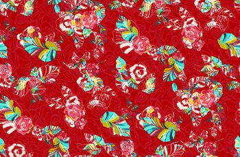 597146-抽象传统印花彩色花叶