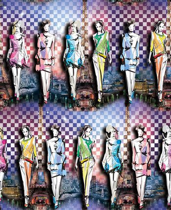 人物模特.绚丽色彩印花华亿平台图片