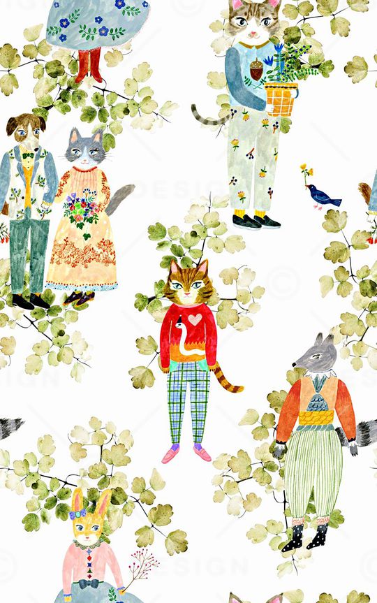 手绘水彩画印花华亿平台图片