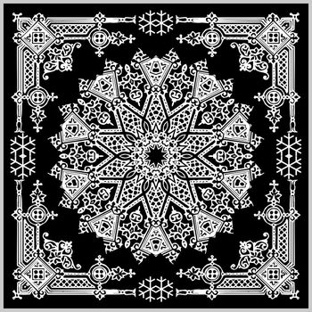 597451-民族风装饰花纹方巾