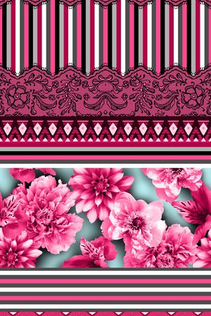 花卉、线条、几何纹样印花华亿平台图片