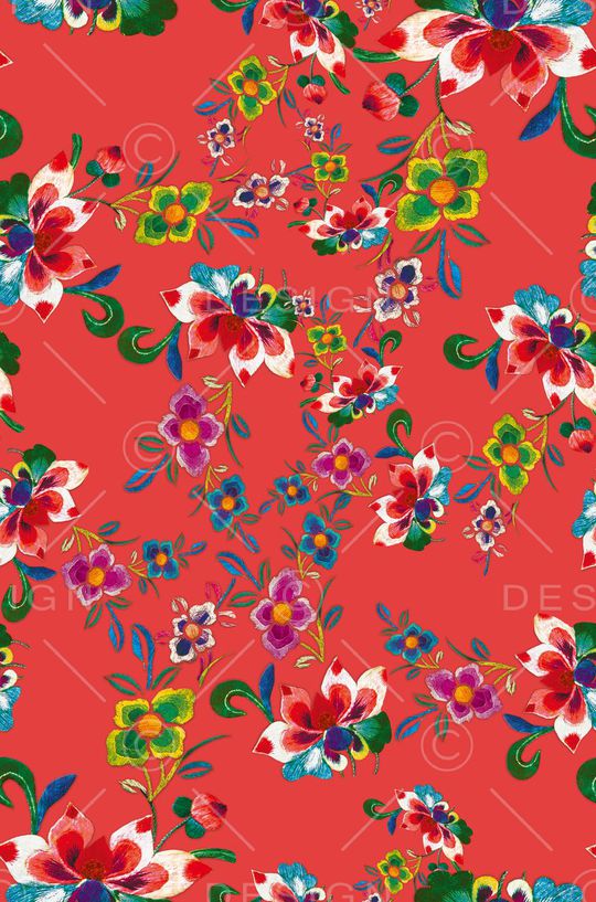 风格化花卉印花华亿平台图片