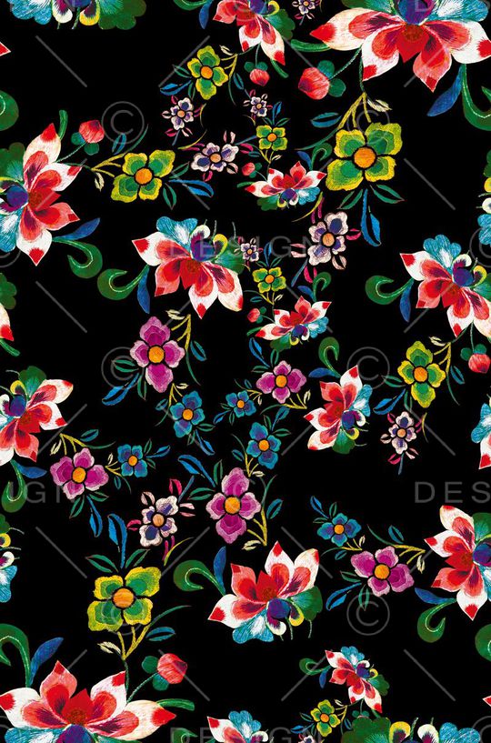 风格化花卉印花华亿平台图片