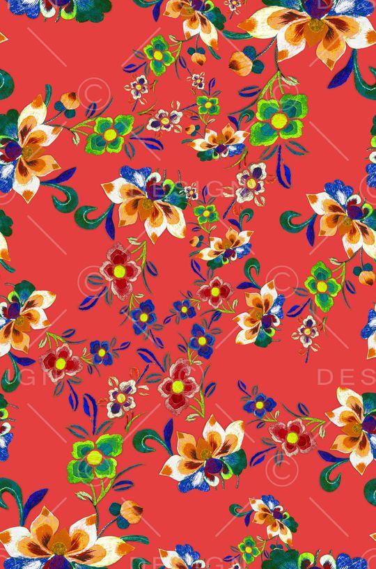 风格化花卉印花华亿平台图片