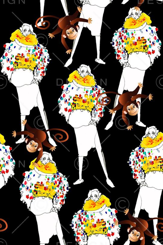 抽象几何清爽梦幻艺术平底立体手绘满版最新高清数码蕾丝民族中国风绣花珠宝肌理时尚潮

流大牌复古欧美风人物时装画印花华亿平台图片