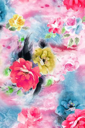 水彩花卉印花华亿平台图片