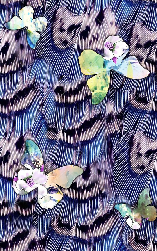 抽象几何清爽梦幻艺术平底立体手绘满版最新高清数码蕾丝民族中国风绣花珠宝肌理时尚潮

流大牌复古欧美风抽象女装印花华亿平台图片