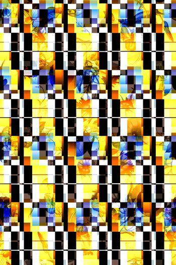 方格花卉印花华亿平台图片