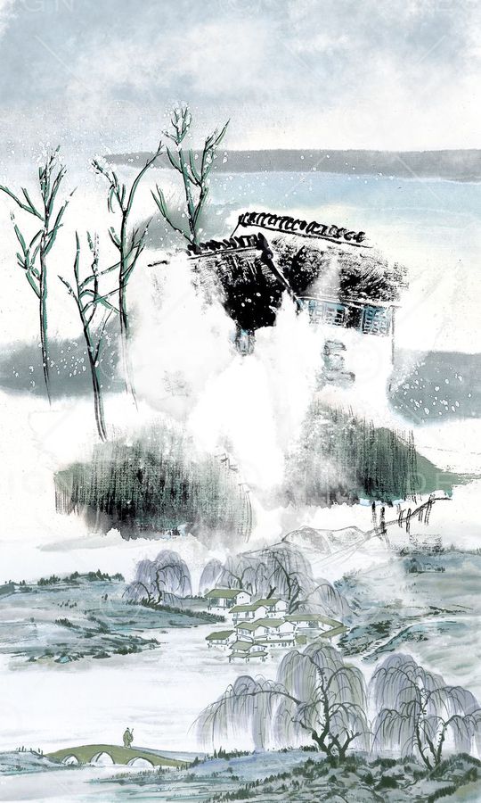 水墨印花华亿平台图片