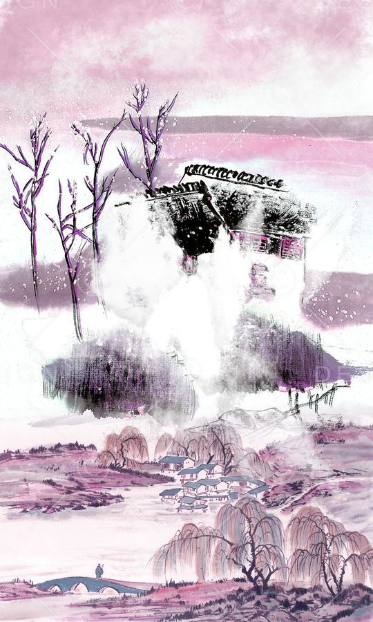 水墨印花华亿平台图片