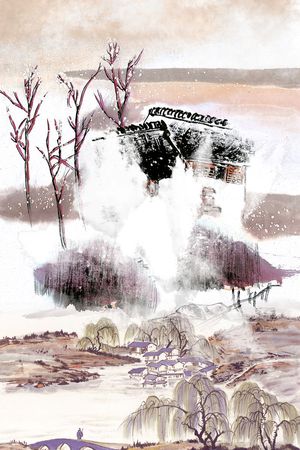 水墨印花华亿平台图片