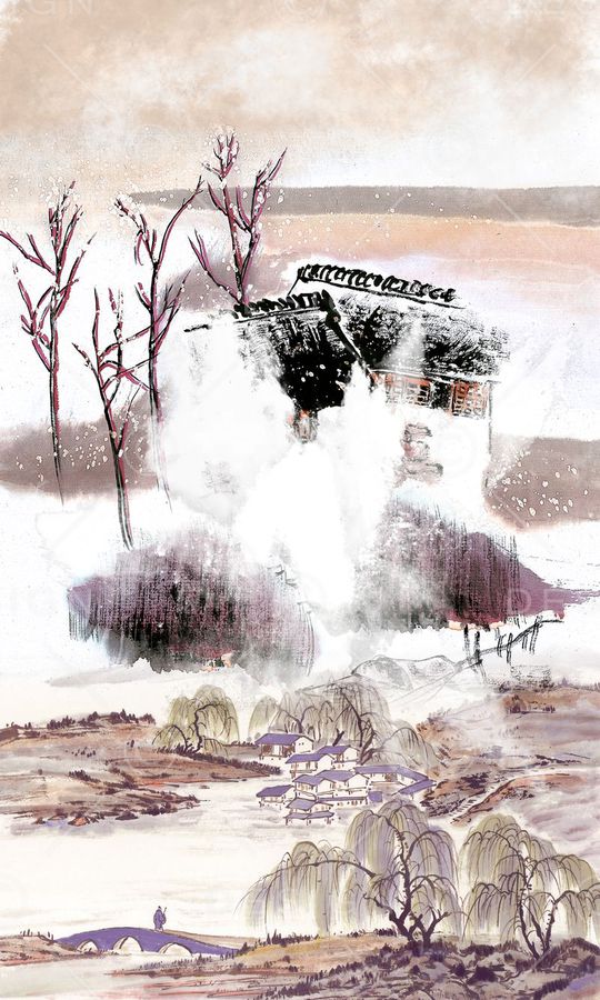 水墨印花华亿平台图片